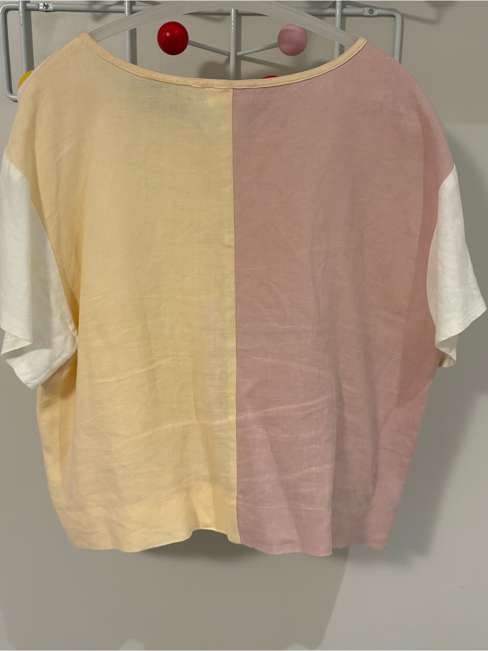Colorblock Linen Short-Sleeve Top - Picture 3 of 3